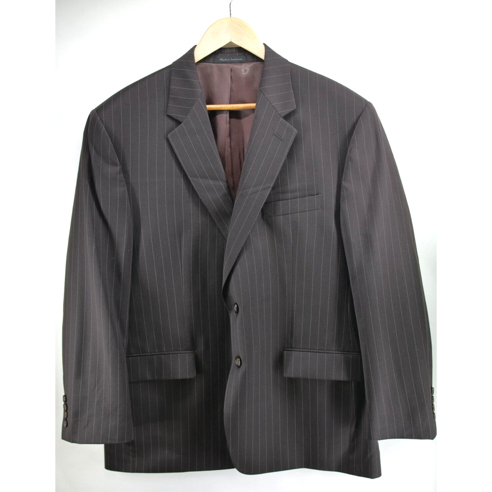44R pinstriped LAUREN RALPH LAUREN suit jacket‎ 100% WOOL SPORT COAT BROWN